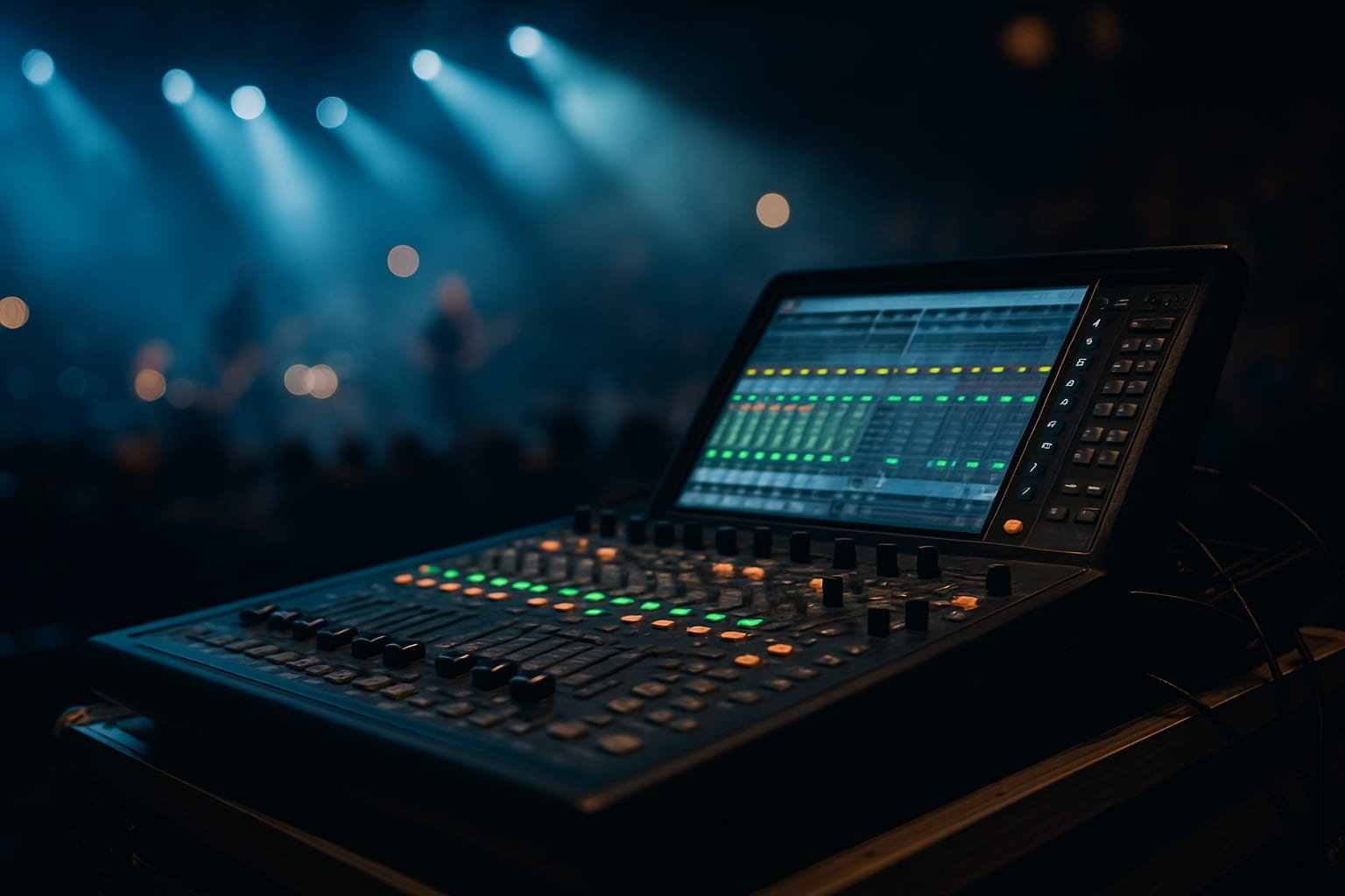 Tonmischpult mit professioneller Tontechnik auf Konzert